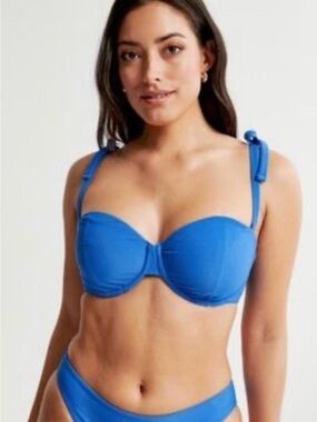 Abercrombie & Fitch Blue Women's Curve Love Tie-Strap Underwire Bikini Top